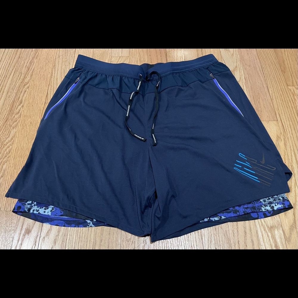 Nike Dry Wild Run 2-in-1 Running Shorts Blue Camo